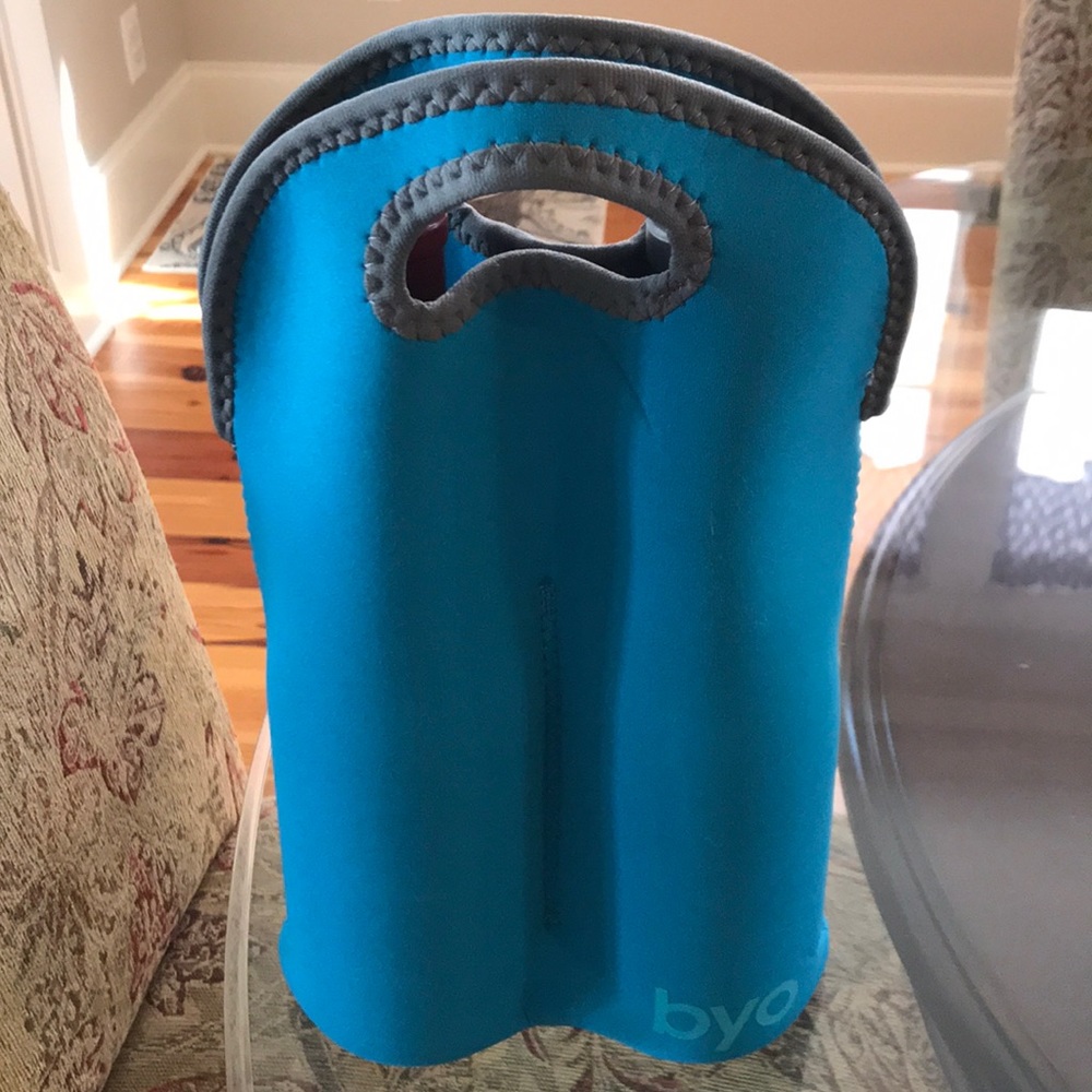 BYO neoprene two wine bottle carrier tote